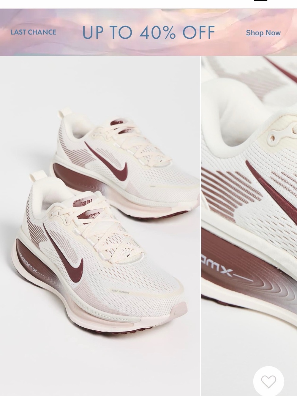 VOMERO 18 NIKE WHITE/PINK SNEAKERS